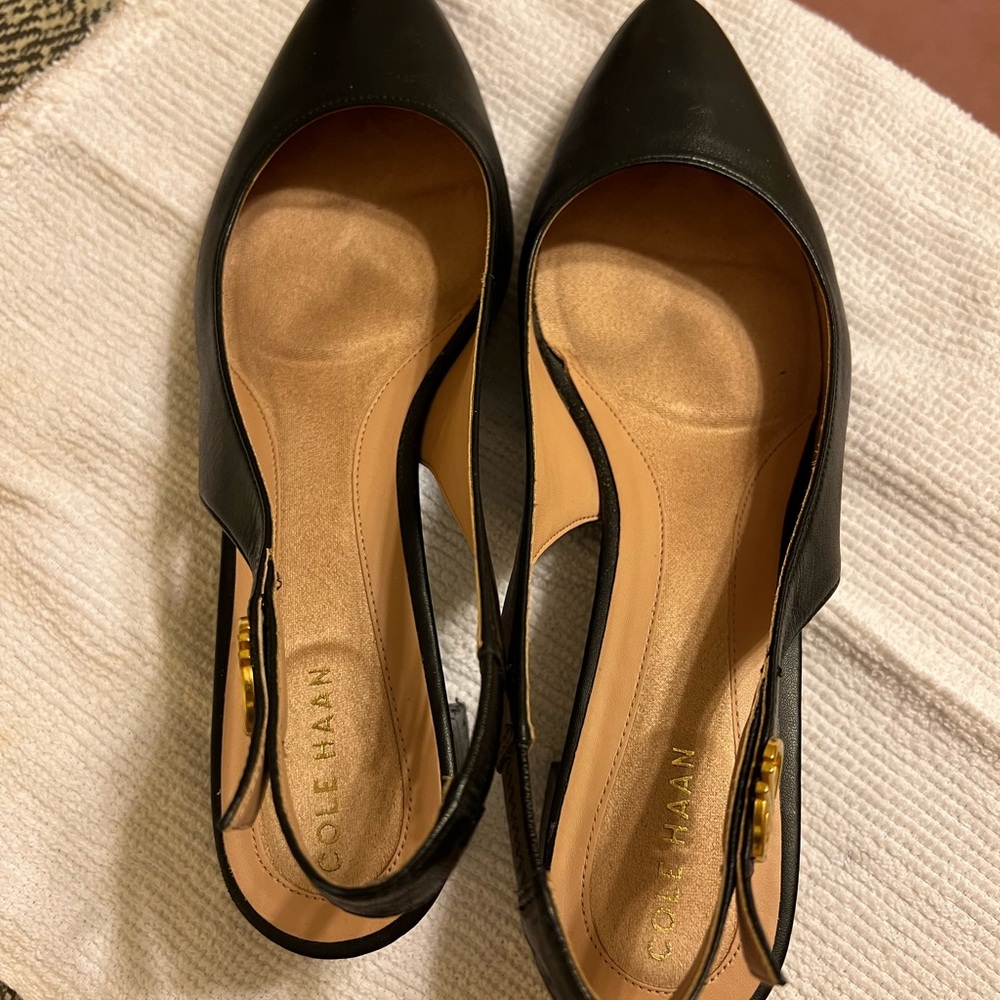 Cole Haan Black Heels with Slingback Design - Picture 3 of 4